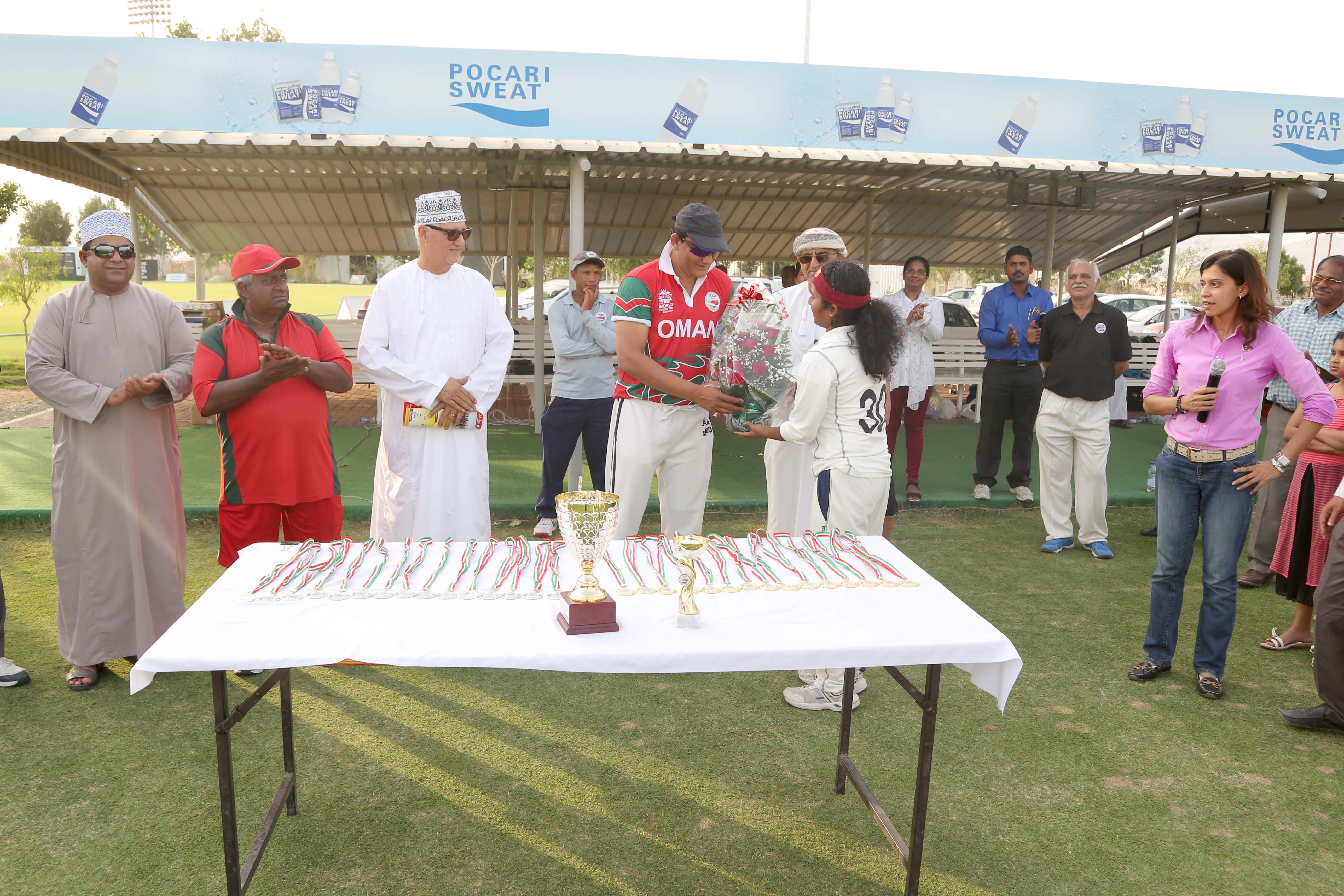 Azharuddin awards Anu Amal the WOTM award