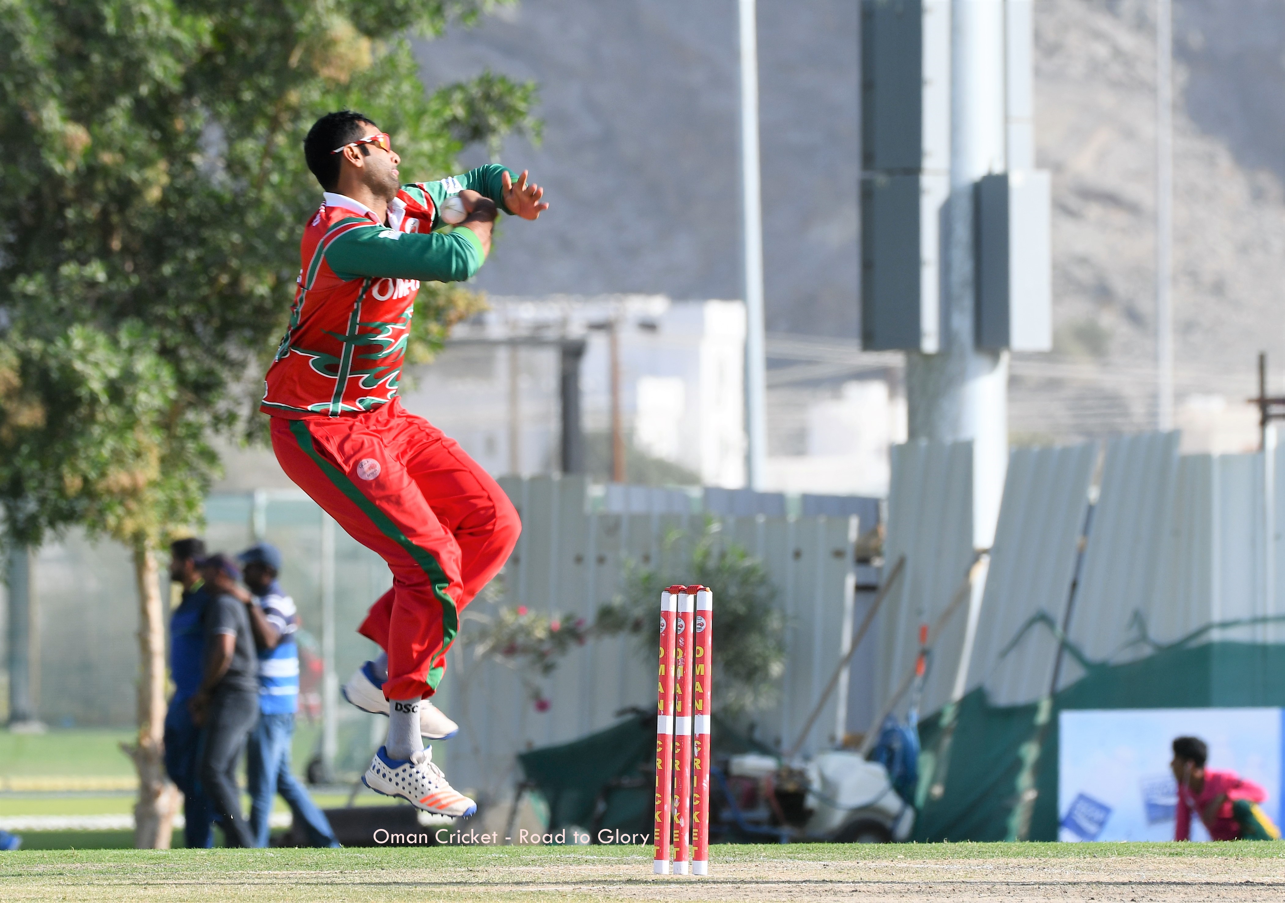 5-wicket Khawar Ali in action
