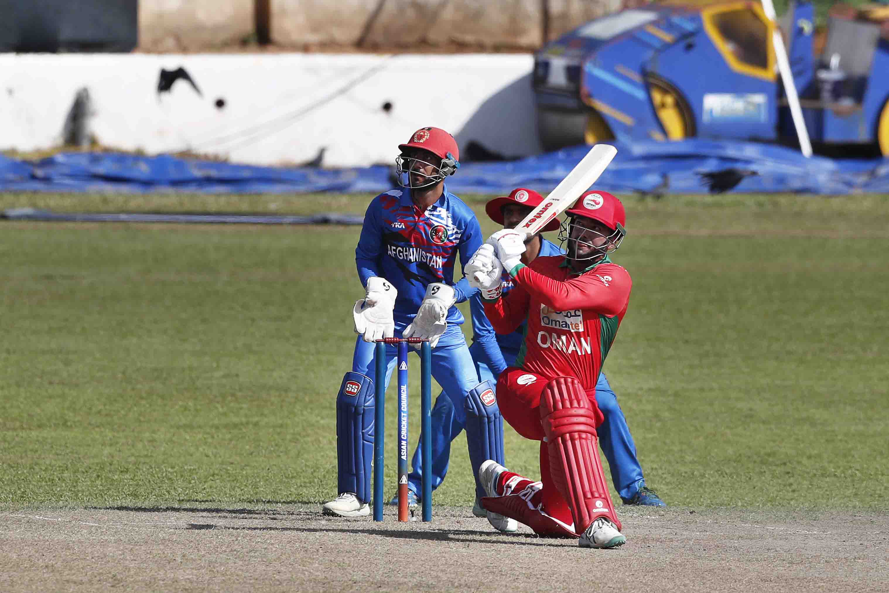 Ayaan Mohammed khan of Oman A plays a shot during the ACC Men's Emerging Teams Asia Cup 2023 cricket match between Afghanistan A and Oman A at the Colombo Cricket Club Ground, Colombo, Sri Lanka on July 13, 2023. Photo by: Pankaj Nangia / Creimas / Asian Cricket Council