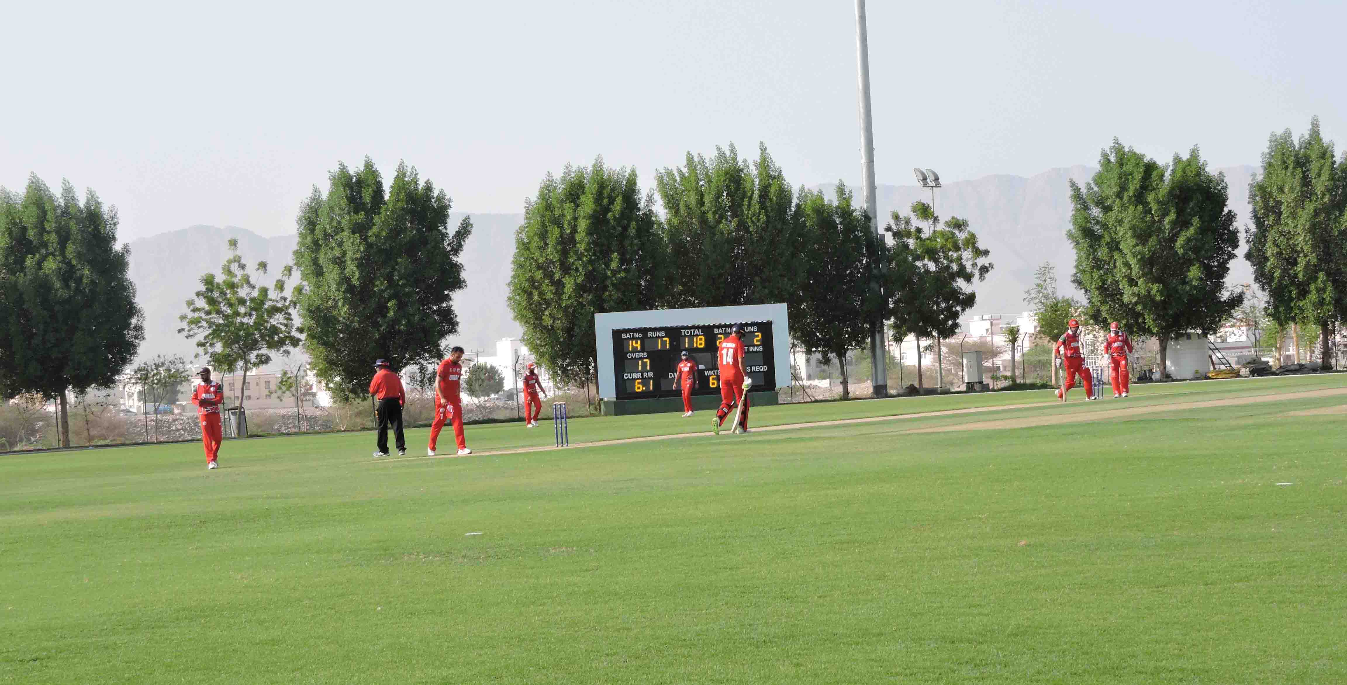 Oman players in action during a practice game in Amerat on Tuesday